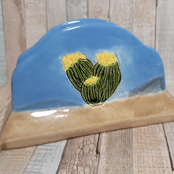 Cute Handmade Ceramic Cactus Design Napkin Holder and Jar/Mini Bowl - Picture 5 of 10